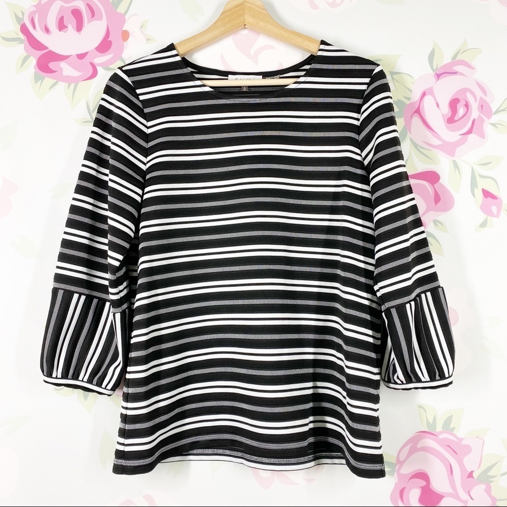 Calvin Klein Black White Stripe Blouse S